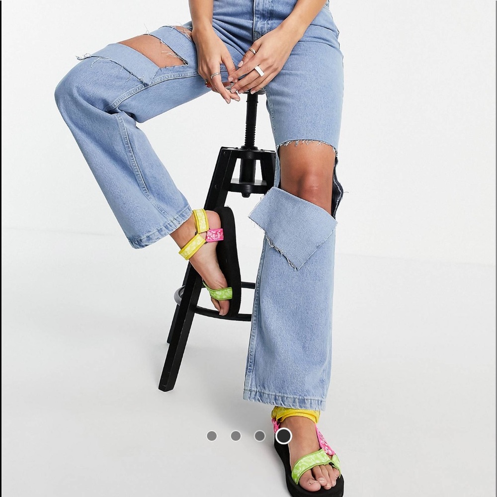 Ragged priest wide leg jeans (: